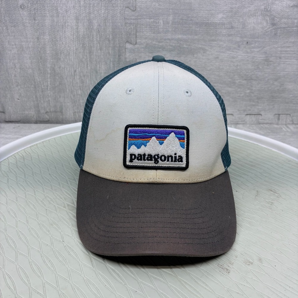 Patagonia Trucker Hat Mens White Blue Grey Fitz Roy Trout Snapback Hiking